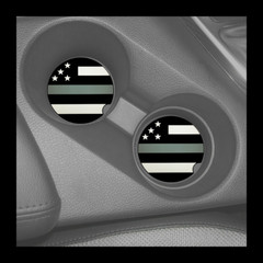 Set of 2 Thin Gray Line Correctional Officer American Flag Silicone Car Coaster