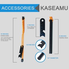 Kaseamu Ferro Rod Fire Starter Kit – 20,000+ Strikes, Survival Tool