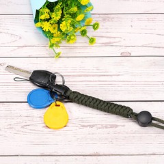 2Pcs Paracord Lanyard Braided Lanyard Necklace Keychain Badge Lanyard Grey Camo