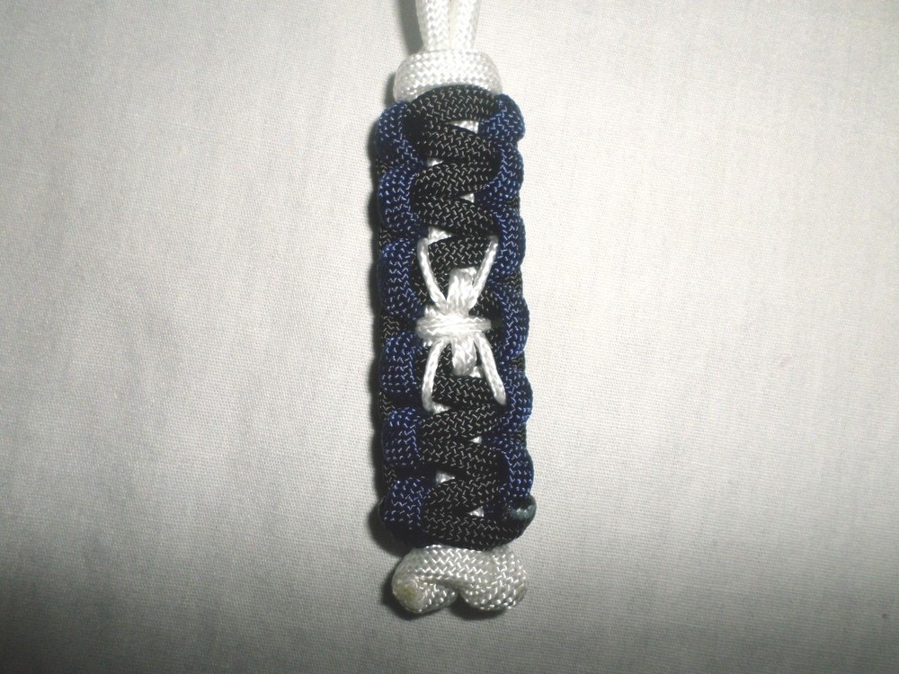 Spider Paracord Keychain or Zipper Pull Black Blue White Cobra Weave