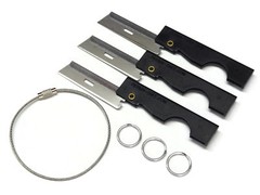 Derma-Safe 3 Pack Razor Knife with Cable Ring EDC IFAK SERE Survival HR207 Black