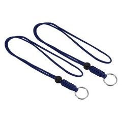2pcs 18″ Paracord Lanyard with Keyring Necklace Cord Badge Holder Strap Blue