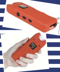 Rechargeable LED Flashlight Electric Shock Stun Gun Women Self Defense SIREN RED