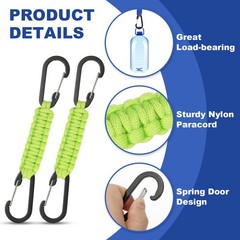 Paracord Keychain Aluminum Paracord Lanyard Key Chain – (2 Pack, Light Green)