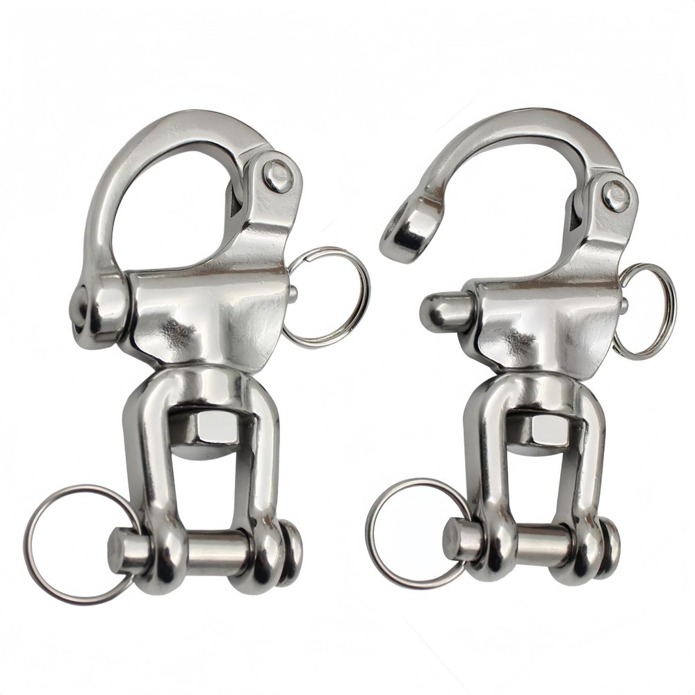 2 PCS Swivel Jaw Snap Shackle 316 Stainless Steel Quick Release Bail Rig