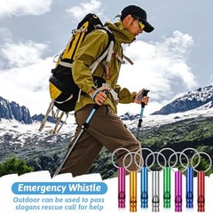 120 Pcs Emergency Whistle with Keychain, Multicolor Aluminum Survival Whistle