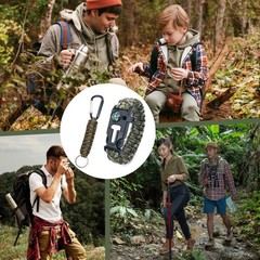 2 Pcs Survival Bracelet with Whistle Flint and Compass Multifunctional Pa…