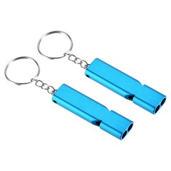 2Pcs Emergency Survival Whistle Double Tubes Whistles Super Loud Light Blue