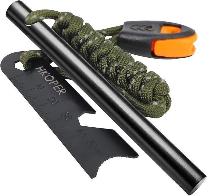 4-inch 6-in-1 Ferro Rod Fire Starter Kit for Camping & Survival