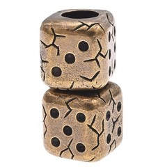 Brass Cube Dice Paracord Beads,2PCS Retro EDC Tools Lucky Charms Pendant for …