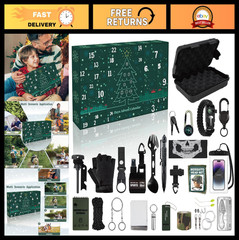 24-in-1 Survival Kit Multi-Tool Set for Camping, Hiking, Fishing & Hunting – Gre
