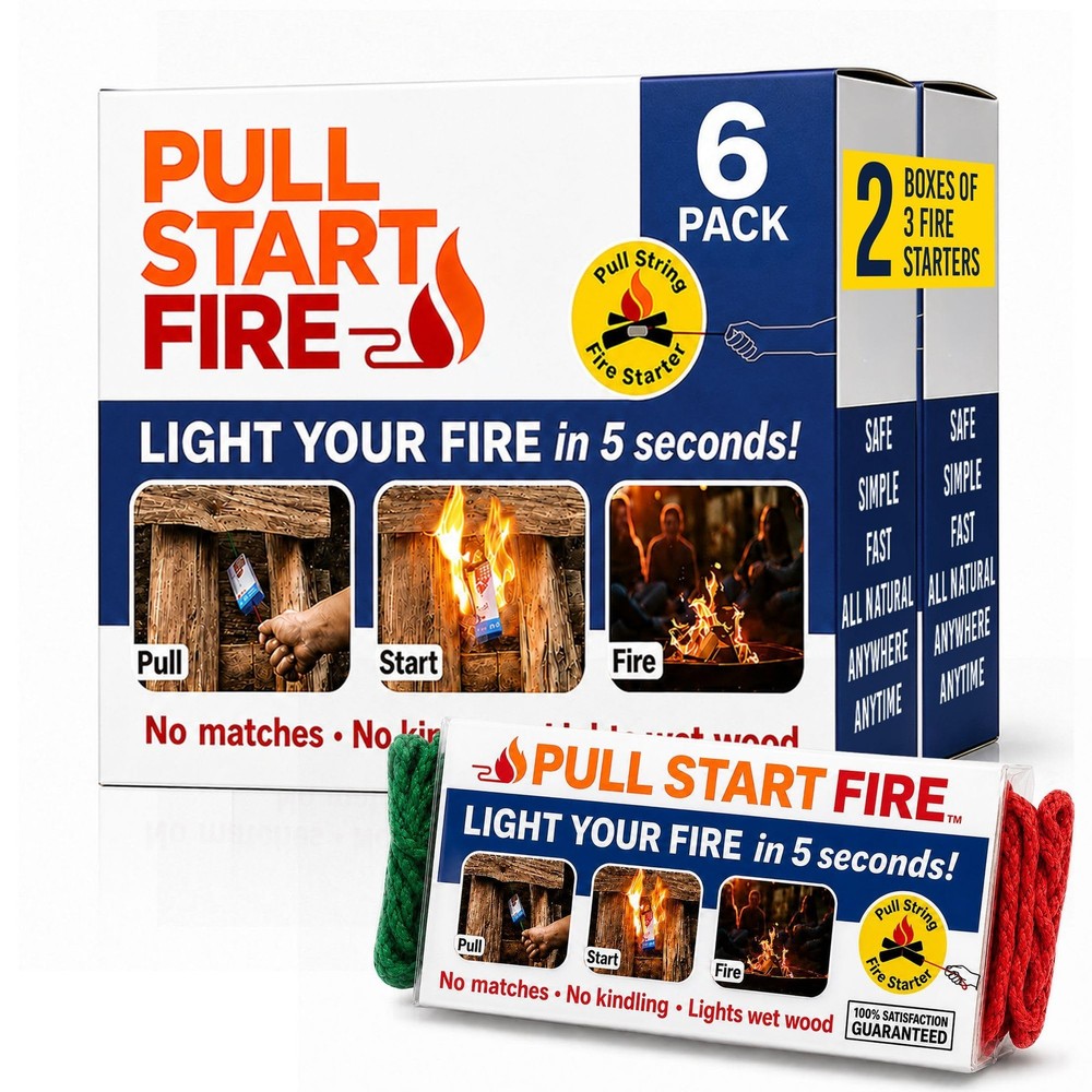 Pull String Firestarter | No Matches Required, Fire Starts in Seconds | for C…