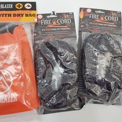Lot TRAIL BLAZER Survival Kit w/ Dry Bag & 2 FIRE CORD Paracord Fire Emergency