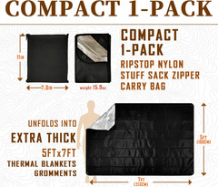 Heavy Duty Survival Blanket -Multifunctional Reflective Tarp Thermal Blanket – 6