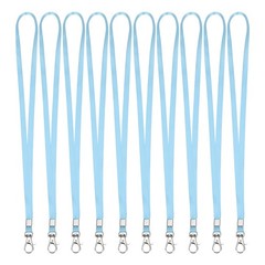10Pcs 16.9″ Polyester Flat Lanyard with Lobster Clasp for Office, Sky Blue