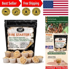 Natural Fire Starter Pods – 30 Count for Reliable Outdoor Cooking & Campfires