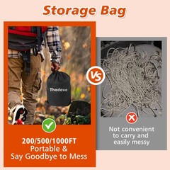 Thadavo Reflective Paracord Rope 850Ib, 50/100/200/500/1000ft 500FT, Orange