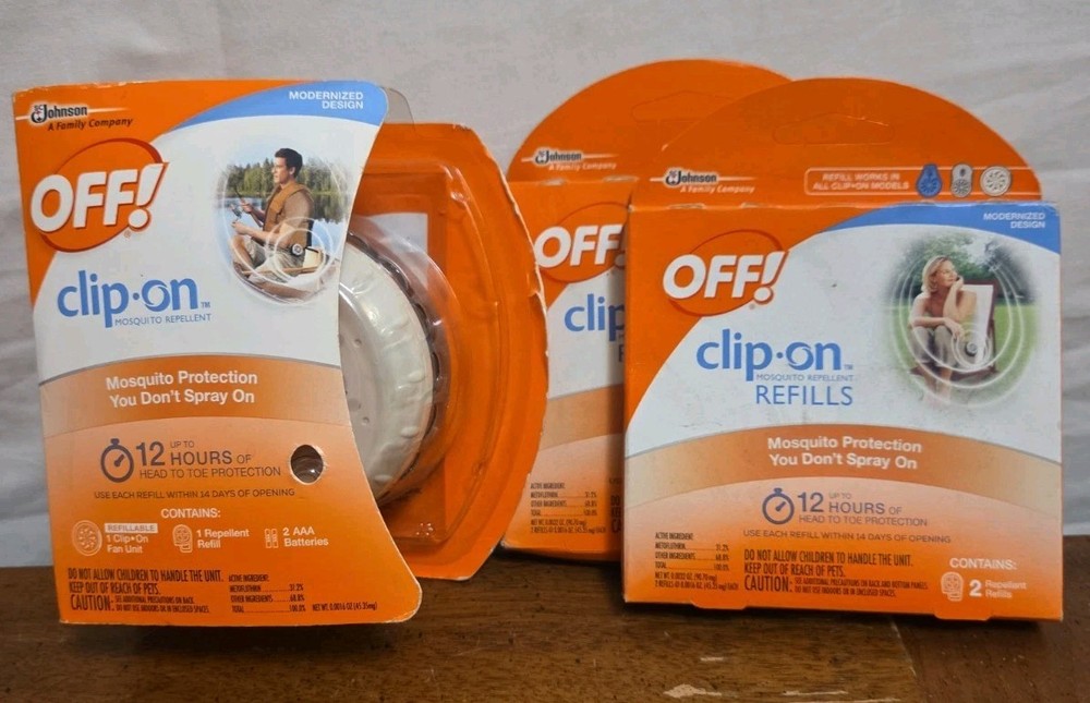 OFF! Clip On Mosquito Repellent Fan and 2 Refills NEW