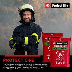 Protect Life Saving Fire Blanket (Pack of 1), 1)