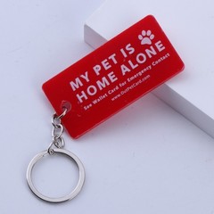 Pet Emergency Wallet Card Pet are Home Alone Alert Keychain