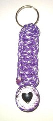 One Paracord 550 Keychain with Glass Heart Dragon Eye Charm