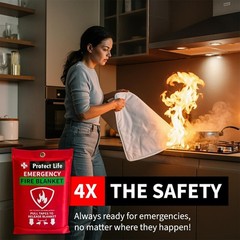 Protect Life Saving Fire Blanket (Pack of 1), 1)