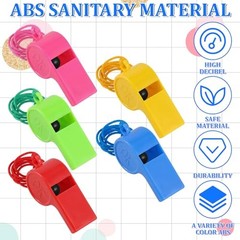 100 Pcs Sport Whistle with Lanyard, Multicolor Loud Plastic Whistles Bulk