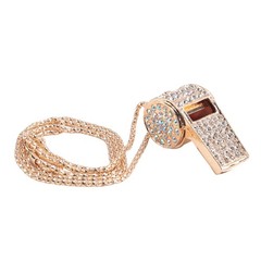 Whistle, Metal Crystal Rhinestone Whistle, Shining Whistle with Keychain2747