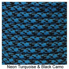 Neon Turquoise & Black Paracord 100 Foot 550 lb 7 Strand Camping Survival Rope