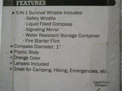 5 in 1 Survival Whistle Compass Fire Flint Storage Container Mirror ABS Plastic