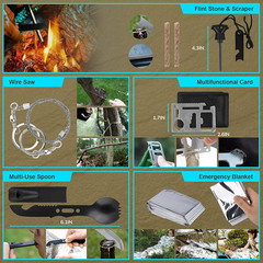 Survival Kit, Gifts for Christmas Men, Women, 251Pcs Emergency Survival Gear and