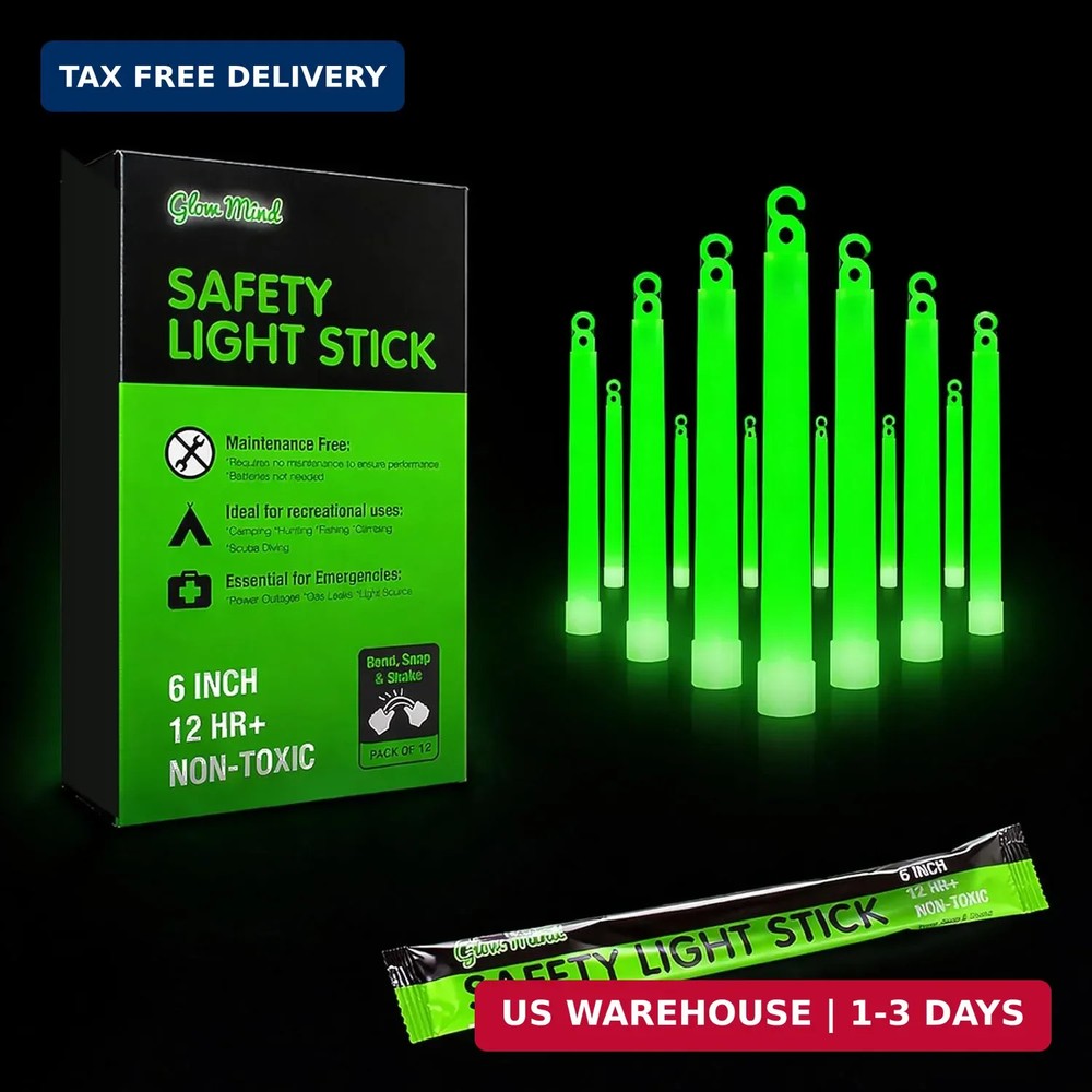 Emergency Glow Sticks with 12 Hours Duration, Individually Wrapped Industrial Gr
