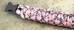 8″ Pink Camouflage Survival Camo Paracord Bracelet w Buckle & Fashionable Safety