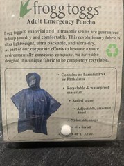 Frogg Toggs Green Adult Emergency Poncho One Size Fits All 44″W x 40″L