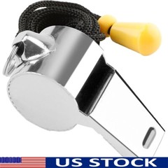 Coaches Whistle W/ Lanyard Loud Stainless Steel Referee Whistle Sports Events US