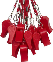 20 Pcs Plastic Loud Whistles with Lanyard for Referee Coaches Basketball Footbal