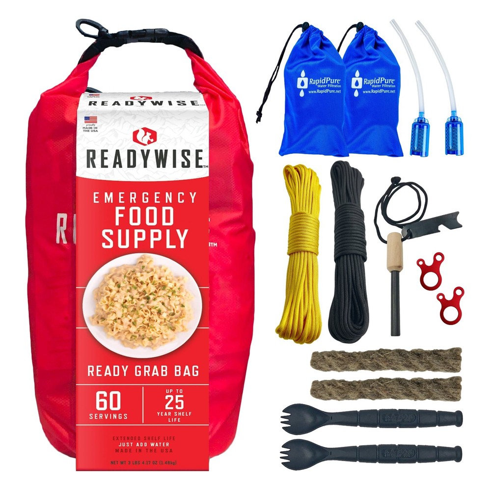 7 Day Emergency Food, Water Filter, Firestarter Outdoor Adventure Survival Kit