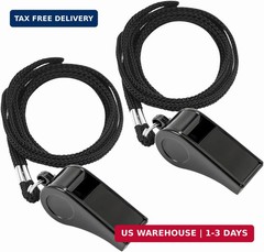 2 Sports Whistles with Lanyard, Loud Crisp Sound Whistle Ideal for Coaches, Refe