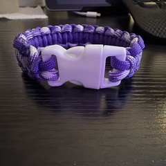 Purple & White Paracord Bracelet Adjustable Plastic Side-Release Buckle Nylon