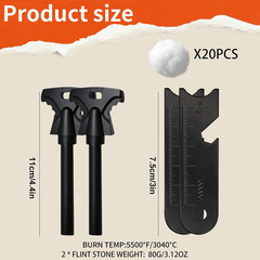 2PCS Magnesium Fire Starter with Striker, High Temp Magnesium Rod, Ferro Rod Fir