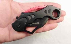 Black Tactical Spring Assist Karambit Partial Serration + Bear Claw Neck Knife