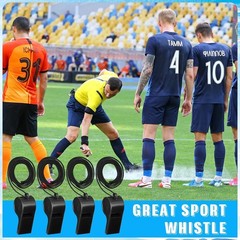 Black Emergency Whistles with Lanyard, Loud Crisp Sound Plastic Whistles Bulk