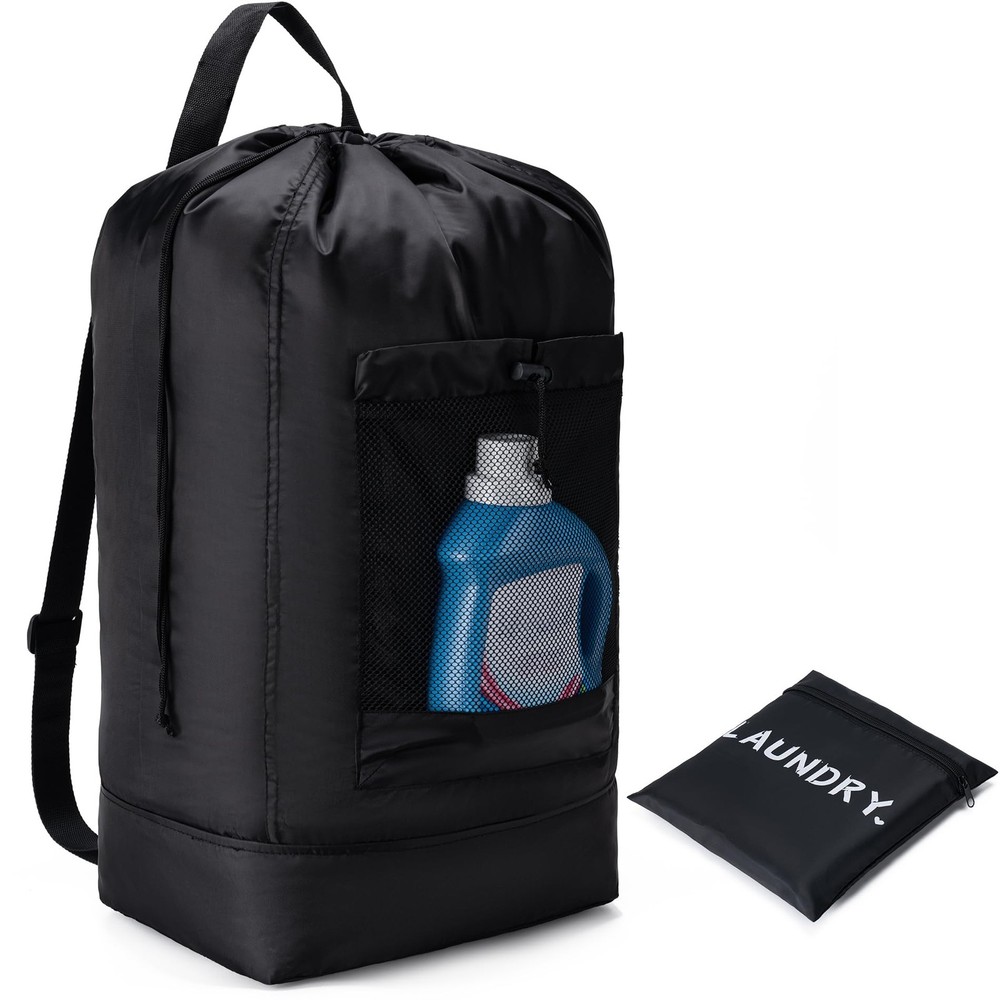 Backpack Laundry Bag,Large Travel D13″xH29″ |1 Pack, Black-backpack
