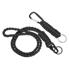 2Pcs Braided Paracord Lanyard Keychain, Paracord Neck Badge Lanyard Black