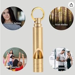 Brass Whistles 4 Pack, Emergency Survival Whistles Loud Safety Whistles for