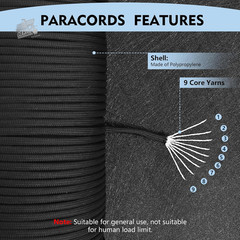 Paracord Rope 550 4mm Nylon 9 Wire Military Lanyard Camping Survival 100
