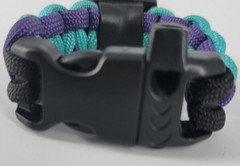 Paracord Survival Bracelet ~ Purple/Teal ~ 5.5″ ~550 Paracord ~Whistle & Compass
