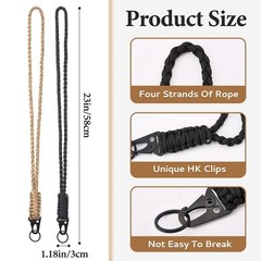 2Pcs Heavy Duty Paracord Lanyard Necklace Wrist Strap Lanyard Keychain Braide…