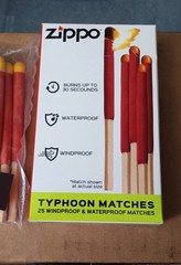 Zippo Typhoon Matches 25-Pack Windproof Waterproof for Camping Survival
