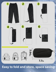 iCreek Men’s Packable Rain Pants Waterproof X-Small/32″ Inseam, Black